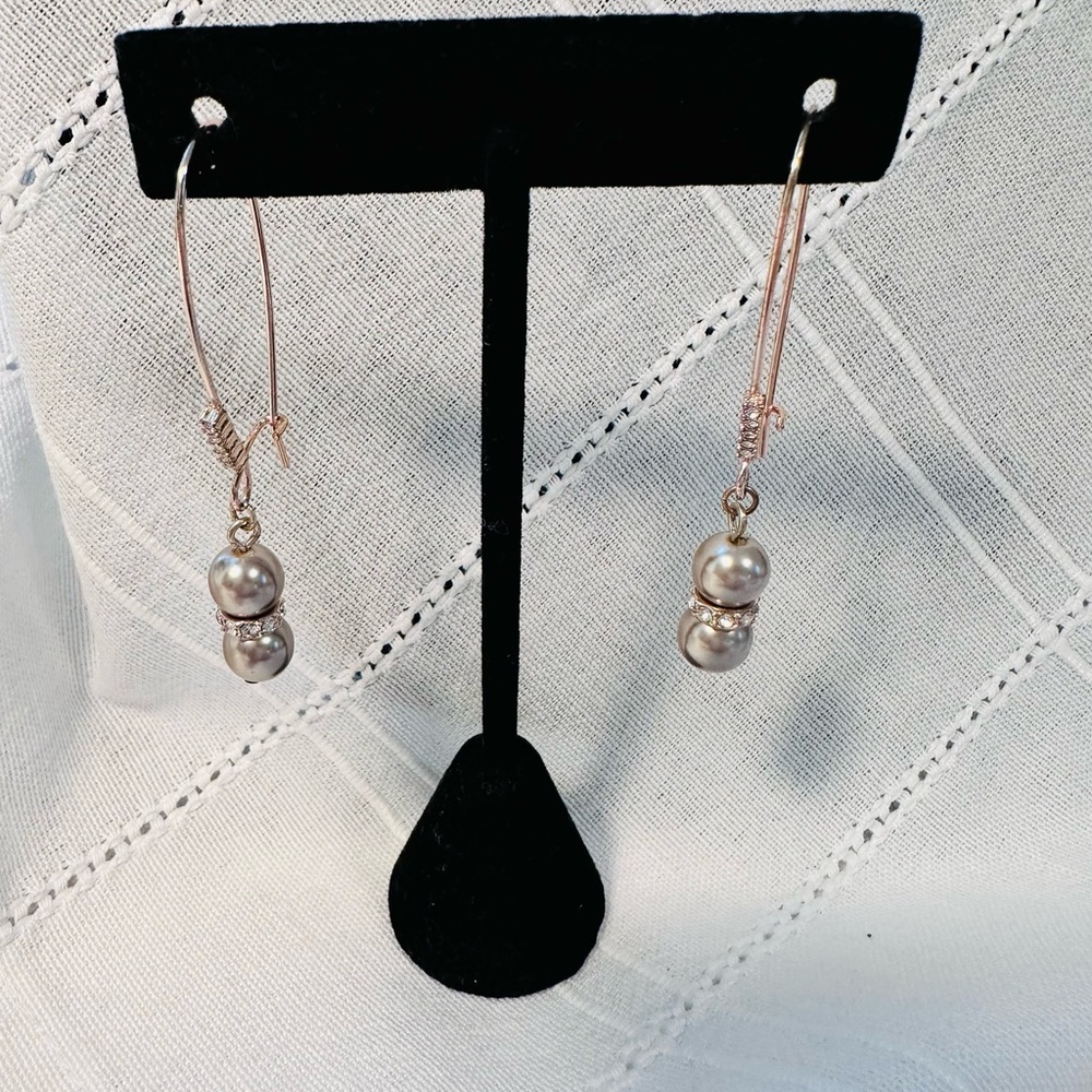 Elegant Pearl Drop Earrings & Cuff Bracelet